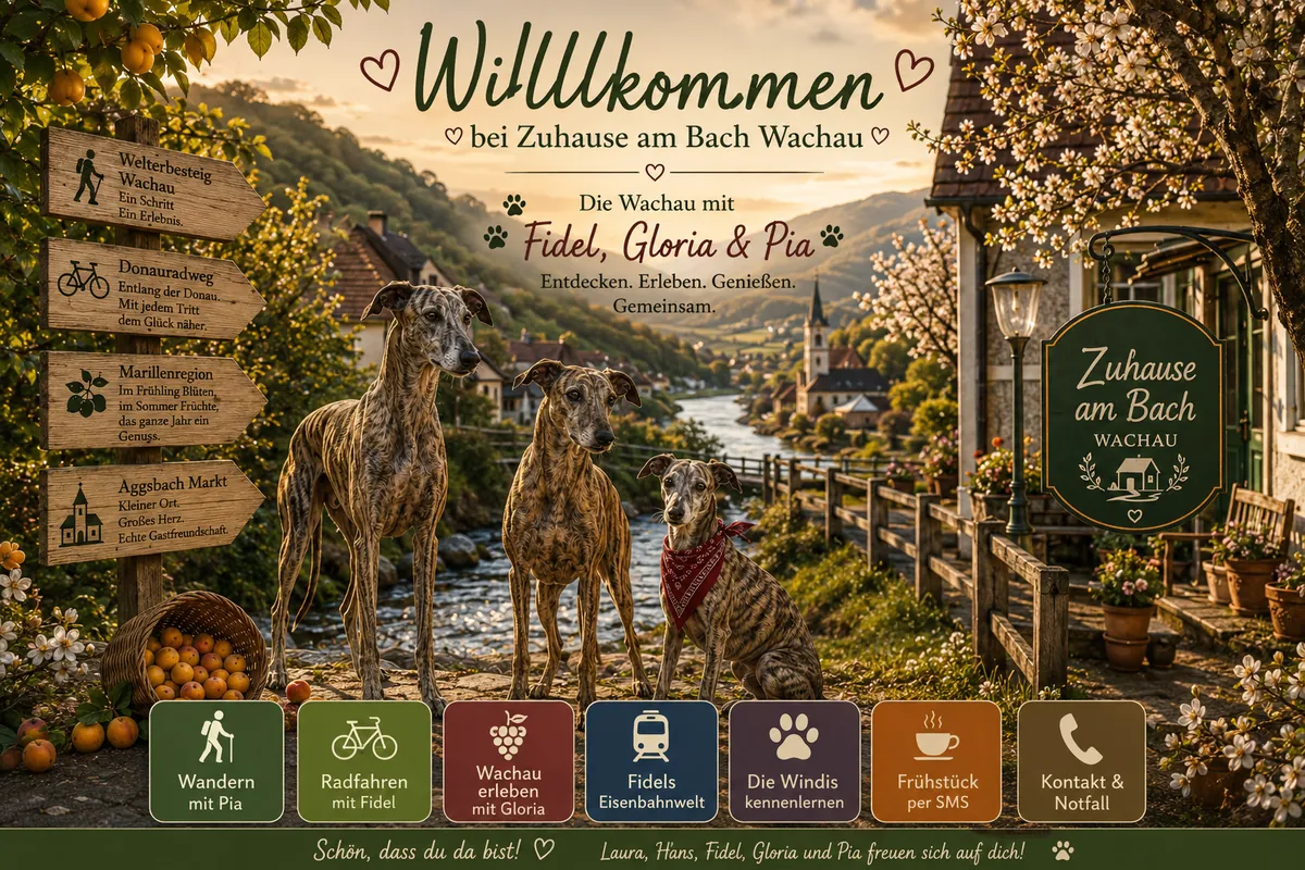 Zuhause am Bach in Aggsbach Markt mit den Wilden Wachauer Windis – Ausgangspunkt für Donauradweg und Welterbesteig Wachau